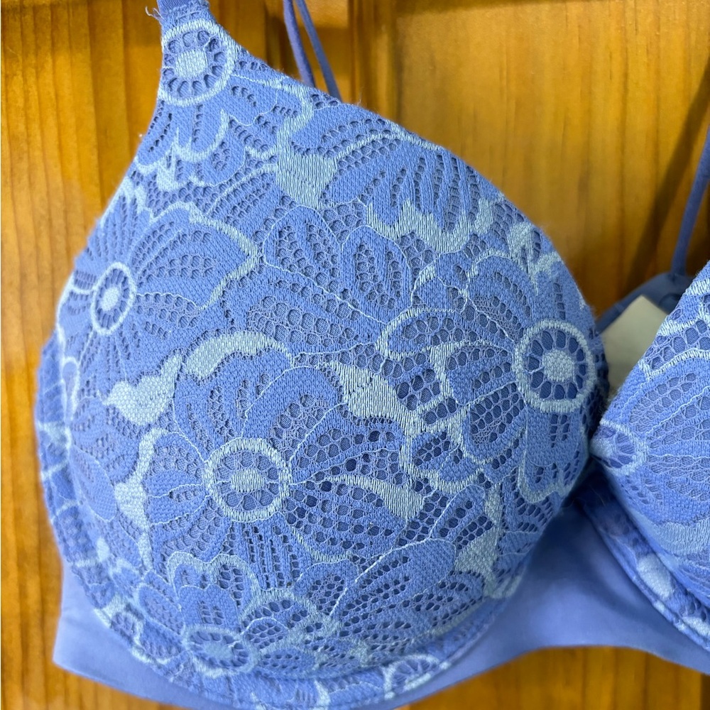 AERIE | Blue Sunnie Demi Push Up Blossom Lace Bra - Picture 2 of 6